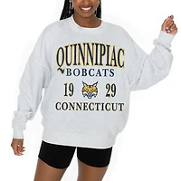Women's Gameday Couture Ash Quinnipiac Bobcats Premium Fleece Pullover Sweatshirt