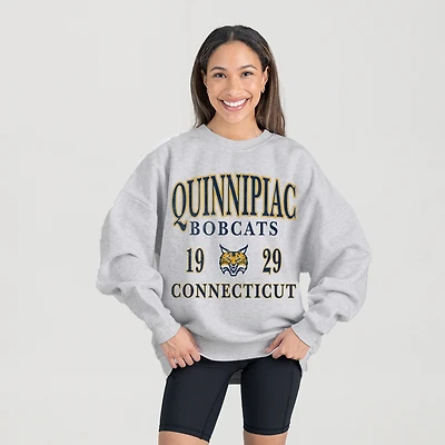 Women's Gameday Couture Ash Quinnipiac Bobcats Premium Fleece Pullover Sweatshirt