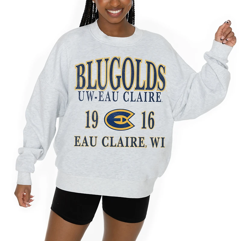 Women's Gameday Couture Ash Wisconsin Eau Claire Blugolds Premium Fleece Pullover Sweatshirt