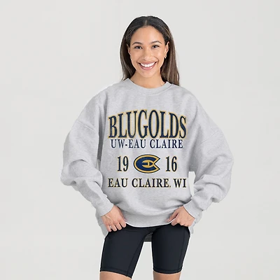 Women's Gameday Couture Ash Wisconsin Eau Claire Blugolds Premium Fleece Pullover Sweatshirt