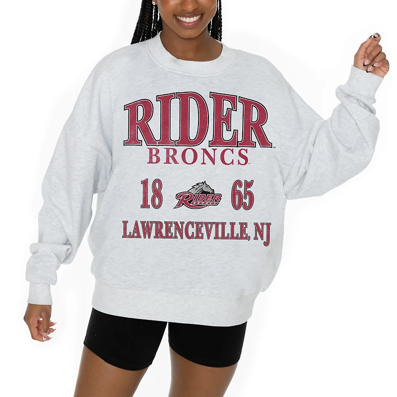 Women's Gameday Couture Ash Rider Broncs Premium Fleece Pullover Sweatshirt
