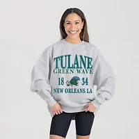 Women's Gameday Couture Ash Tulane Green Wave Premium Fleece Pullover Sweatshirt