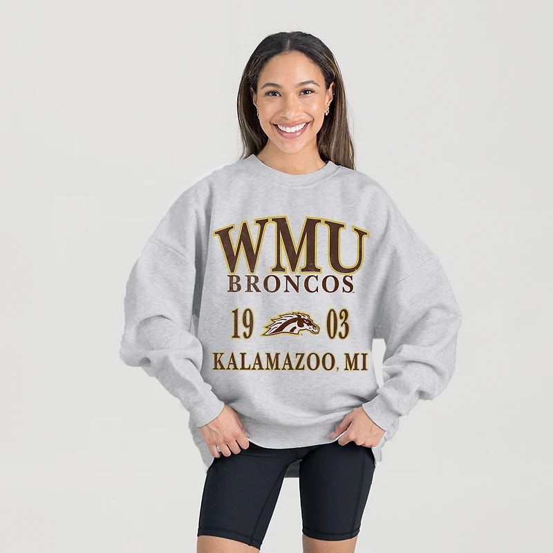 Women's Gameday Couture Ash Western Michigan Broncos Premium Fleece Pullover Sweatshirt