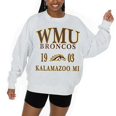 Women's Gameday Couture Ash Western Michigan Broncos Premium Fleece Pullover Sweatshirt