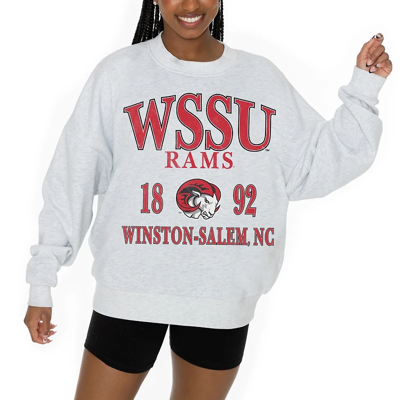 Women's Gameday Couture Ash Winston-Salem State Rams Premium Fleece Pullover Sweatshirt