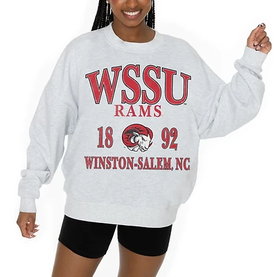 Women's Gameday Couture Ash Winston-Salem State Rams Premium Fleece Pullover Sweatshirt