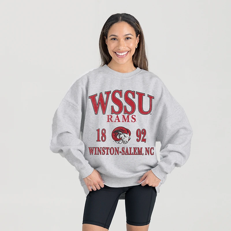 Women's Gameday Couture Ash Winston-Salem State Rams Premium Fleece Pullover Sweatshirt
