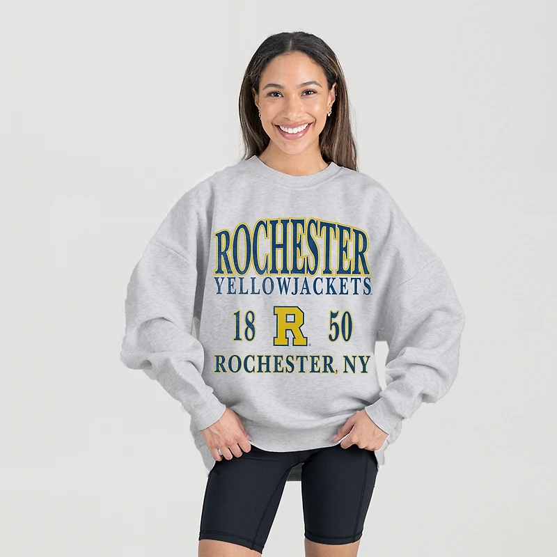 Women's Gameday Couture Ash Rochester Yellow Jackets Premium Fleece Pullover Sweatshirt