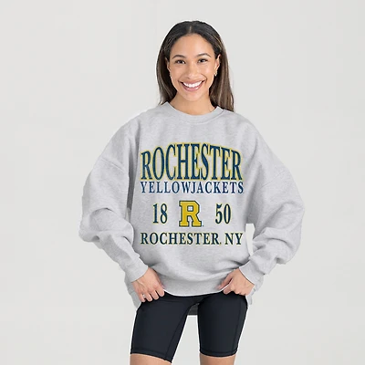 Women's Gameday Couture Ash Rochester Yellow Jackets Premium Fleece Pullover Sweatshirt