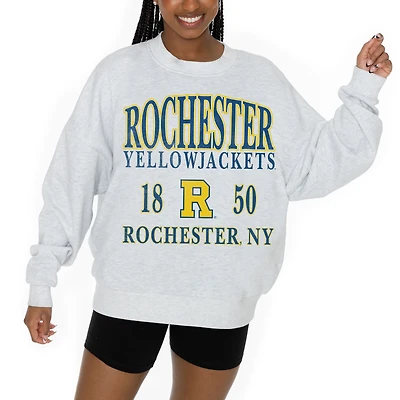 Women's Gameday Couture Ash Rochester Yellow Jackets Premium Fleece Pullover Sweatshirt