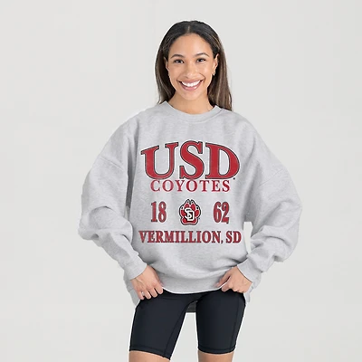 Women's Gameday Couture Ash South Dakota Coyotes Premium Fleece Pullover Sweatshirt