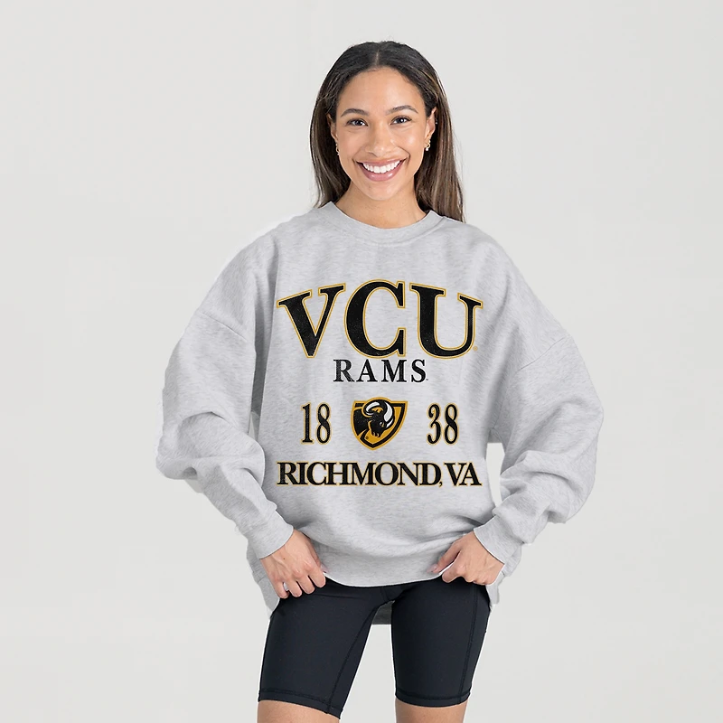 Women's Gameday Couture Ash VCU Rams Premium Fleece Pullover Sweatshirt