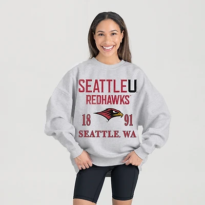 Women's Gameday Couture Ash Seattle Redhawks Premium Fleece Pullover Sweatshirt
