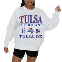 Women's Gameday Couture Ash Tulsa Golden Hurricane Premium Fleece Pullover Sweatshirt