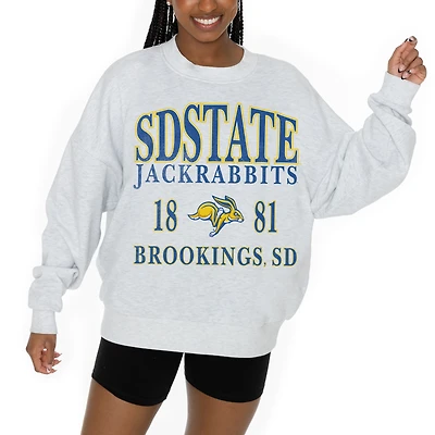 Women's Gameday Couture Ash South Dakota State Jackrabbits Premium Fleece Pullover Sweatshirt