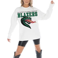 Women's Gameday Couture White UAB Blazers Big Goals Oversized Long Sleeve T-Shirt