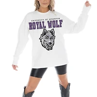 Women's Gameday Couture White Scranton Univ Royals Big Goals Oversized Long Sleeve T-Shirt