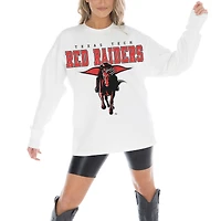 Women's Gameday Couture White Texas Tech Red Raiders Big Goals Oversized Long Sleeve T-Shirt