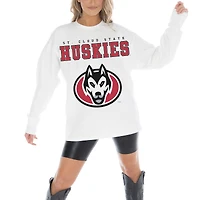 Women's Gameday Couture White St. Cloud State Huskies Big Goals Oversized Long Sleeve T-Shirt