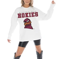 Women's Gameday Couture White Virginia Tech Hokies Big Goals Oversized Long Sleeve T-Shirt
