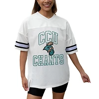 Women's Gameday Couture White Coastal Carolina Chanticleers Iconic Oversized Fashion Jersey