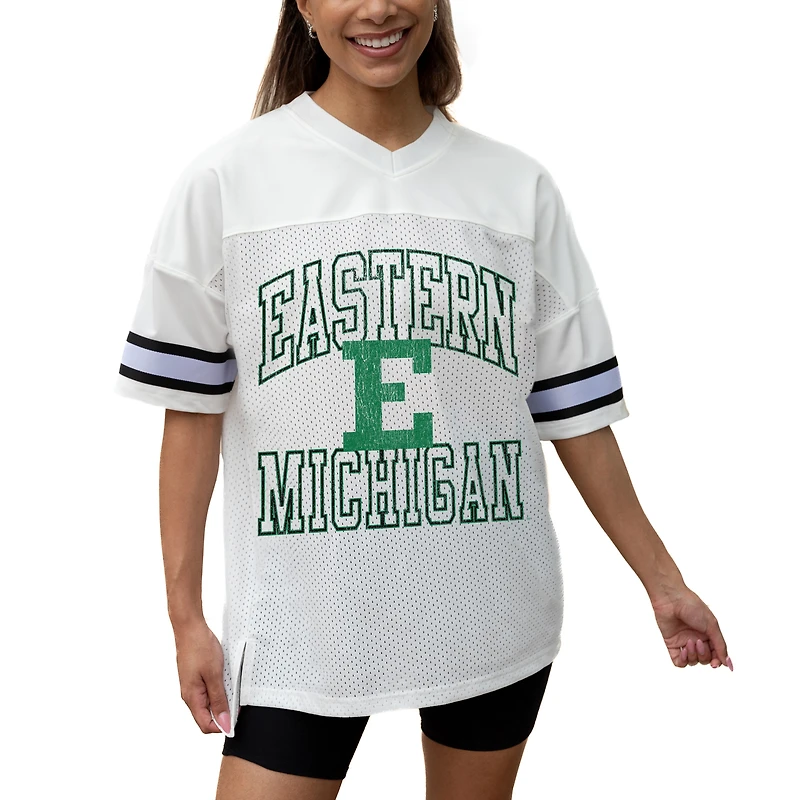 Women's Gameday Couture White Eastern Michigan Eagles Iconic Oversized Fashion Jersey