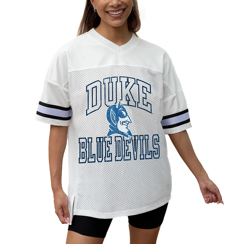 Women's Gameday Couture White Duke Blue Devils Iconic Oversized Fashion Jersey
