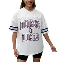 Women's Gameday Couture White Duquesne Dukes Iconic Oversized Fashion Jersey