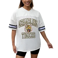 Women's Gameday Couture White Grambling Tigers Iconic Oversized Fashion Jersey