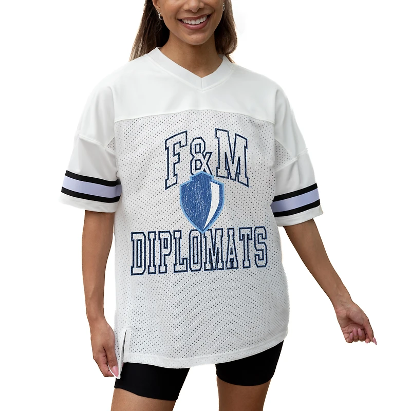 Women's Gameday Couture White Franklin & Marshall Diplomats Iconic Oversized Fashion Jersey