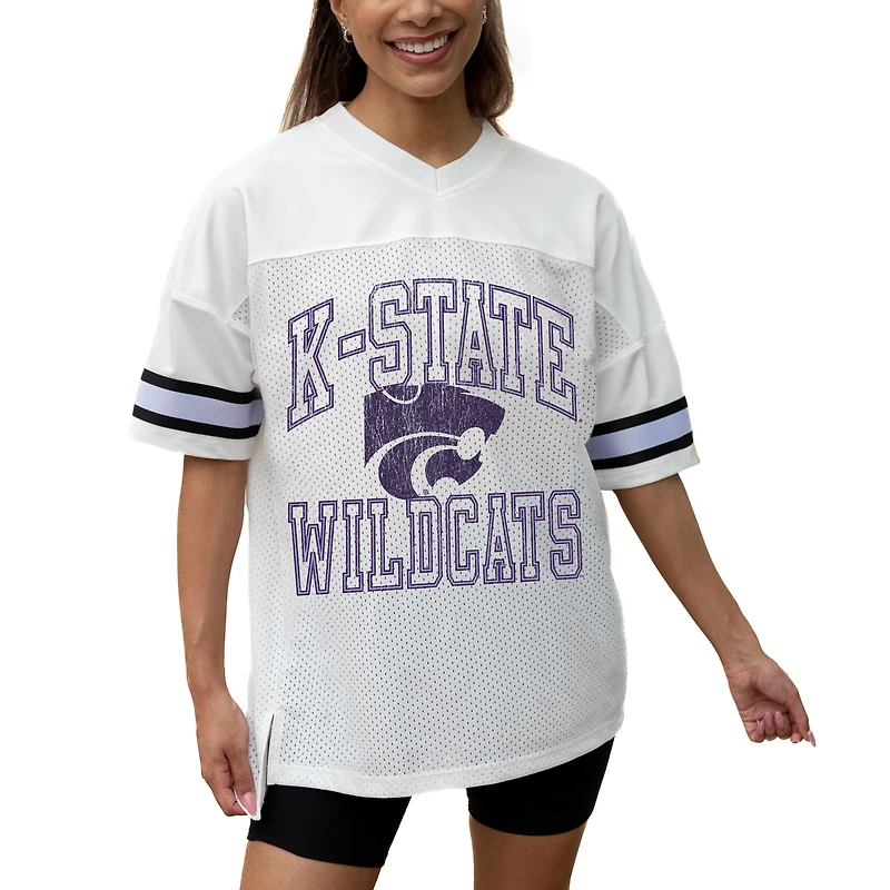 Women's Gameday Couture White Kansas State Wildcats Iconic Oversized Fashion Jersey