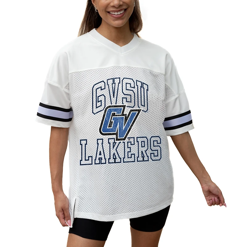 Women's Gameday Couture White Grand Valley State Lakers Iconic Oversized Fashion Jersey