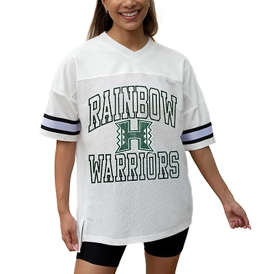 Women's Gameday Couture White Hawaii Rainbow Warriors Iconic Oversized Fashion Jersey