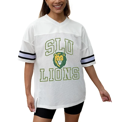 Women's Gameday Couture White Southeastern Louisiana Lions Iconic Oversized Fashion Jersey