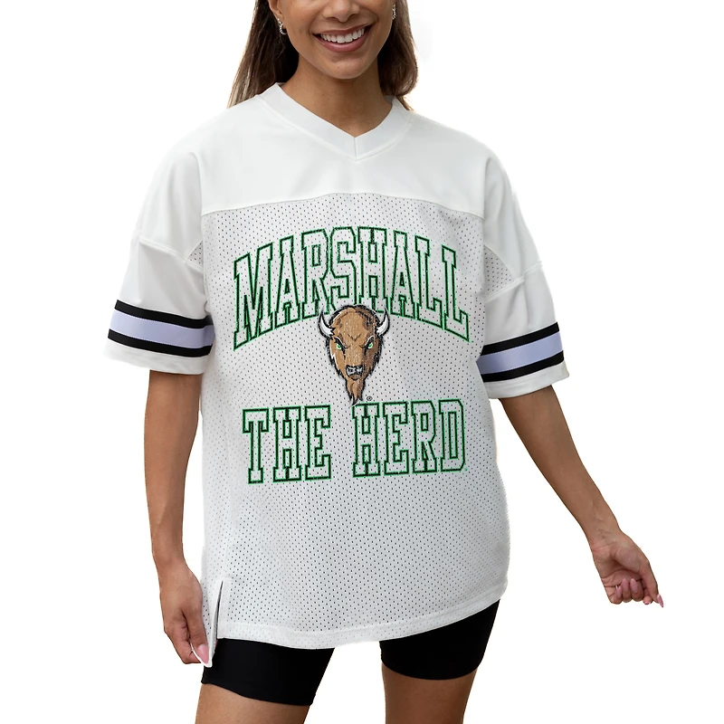 Women's Gameday Couture White Marshall Thundering Herd Iconic Oversized Fashion Jersey