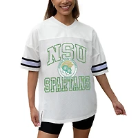 Women's Gameday Couture White Norfolk State Spartans Iconic Oversized Fashion Jersey