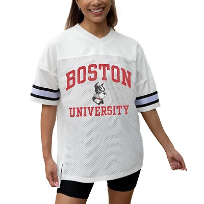 Women's Gameday Couture White Boston University Iconic Oversized Fashion Jersey