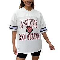 Women's Gameday Couture White Arkansas State Red Wolves Iconic Oversized Fashion Jersey