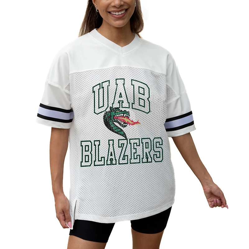Women's Gameday Couture White UAB Blazers Iconic Oversized Fashion Jersey
