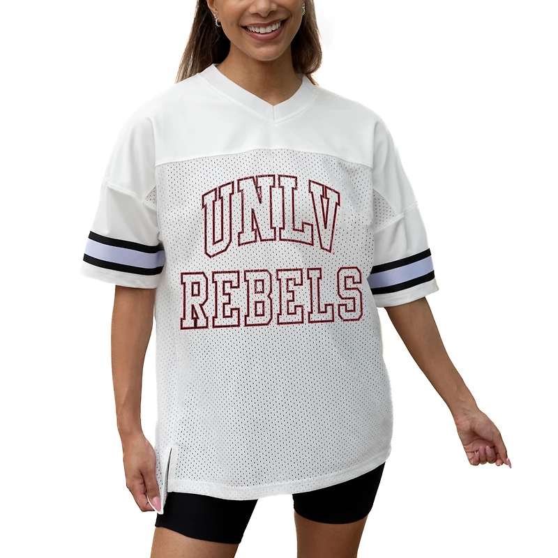 Women's Gameday Couture White UNLV Rebels Iconic Oversized Fashion Jersey