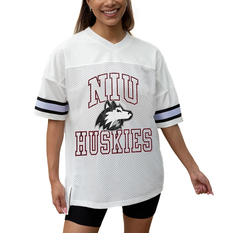 Women's Gameday Couture White Northern Illinois Huskies Iconic Oversized Fashion Jersey