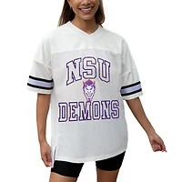 Women's Gameday Couture White Northwestern State Demons Iconic Oversized Fashion Jersey