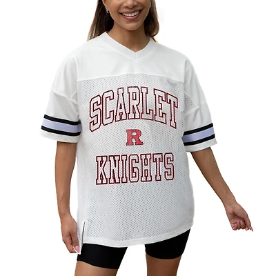 Women's Gameday Couture White Rutgers Scarlet Knights Iconic Oversized Fashion Jersey