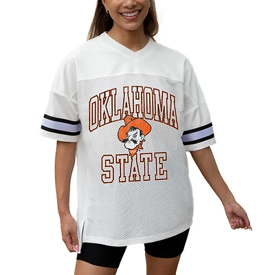 Women's Gameday Couture White Oklahoma State Cowboys Iconic Oversized Fashion Jersey