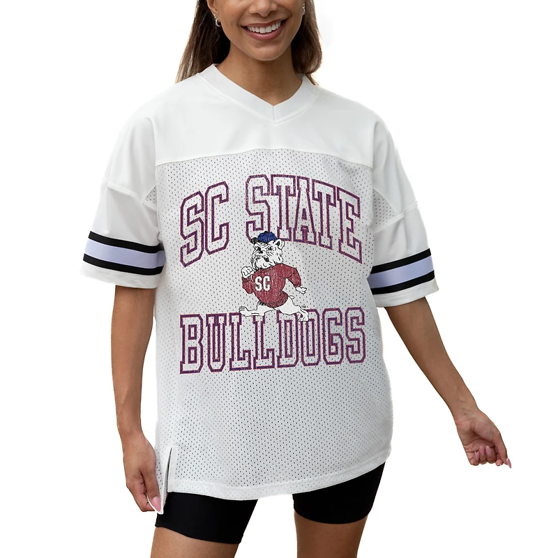 Women's Gameday Couture White South Carolina State Bulldogs Iconic Oversized Fashion Jersey