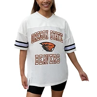 Women's Gameday Couture White Oregon State Beavers Iconic Oversized Fashion Jersey