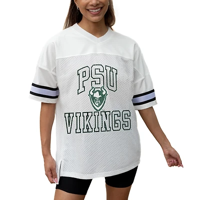 Women's Gameday Couture White Portland State Vikings Iconic Oversized Fashion Jersey
