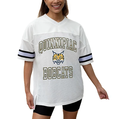 Women's Gameday Couture White Quinnipiac Bobcats Iconic Oversized Fashion Jersey