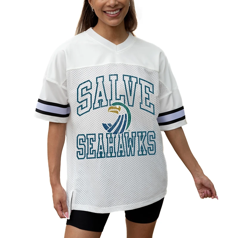 Women's Gameday Couture White Salve Regina Seahawks Iconic Oversized Fashion Jersey