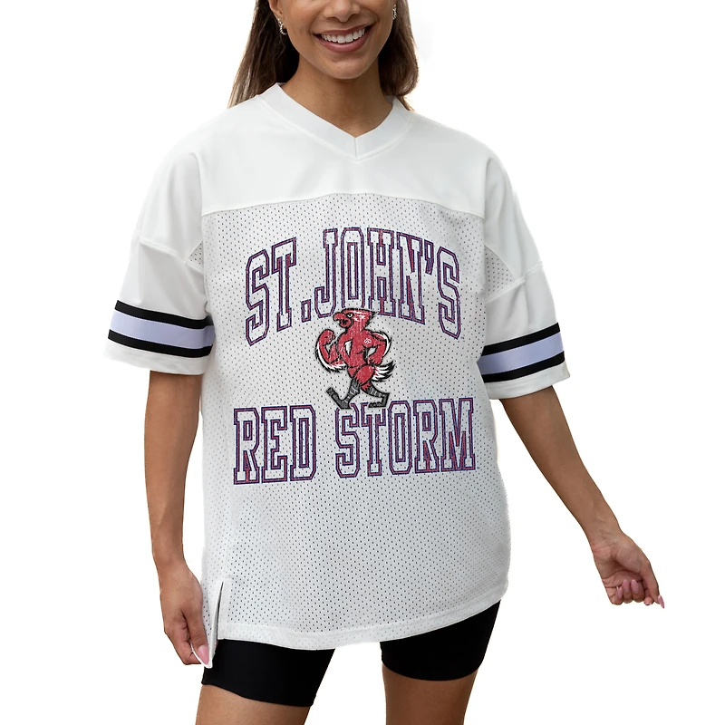 Women's Gameday Couture White St. John's Red Storm Iconic Oversized Fashion Jersey